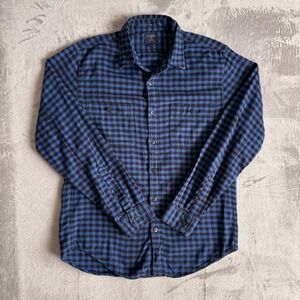 J.Crew Mens Slim Fit Flannel Shirt Blue Black Buffalo Check Plaid‎ 92937 Size M